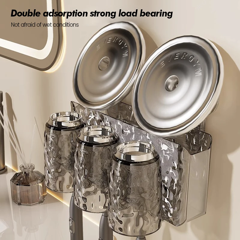 Bathroom Toothbrush Storage Set Wall Mounted Non Perforated Strong Suction Cup Glacier Patterned Toothbrush Holder
