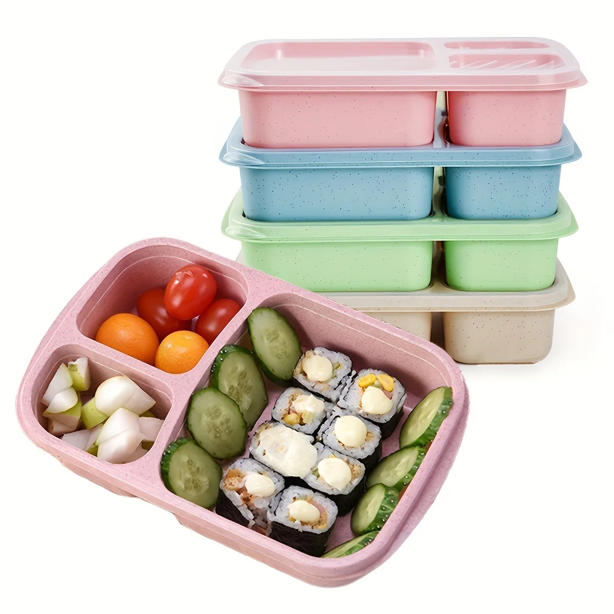 1pc Multi-Compartment Bento Box – Durable, Leak-Proof Lunch Organizer – Ideal for School, Work, Travel