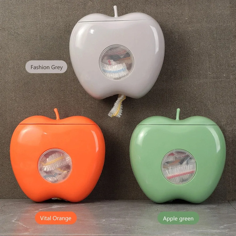 Apple Shape Disposable Food Cover Storage Box Wall-mounted Plastic Wrap Elastic Fresh Keeping Bag Organizer Kitchen Container