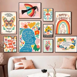 Scandinavian Simple Wall Art Bohemian Birds Butterflies Flowers Mushrooms HD Poster Prints Home Bedroom Living Room Decoration