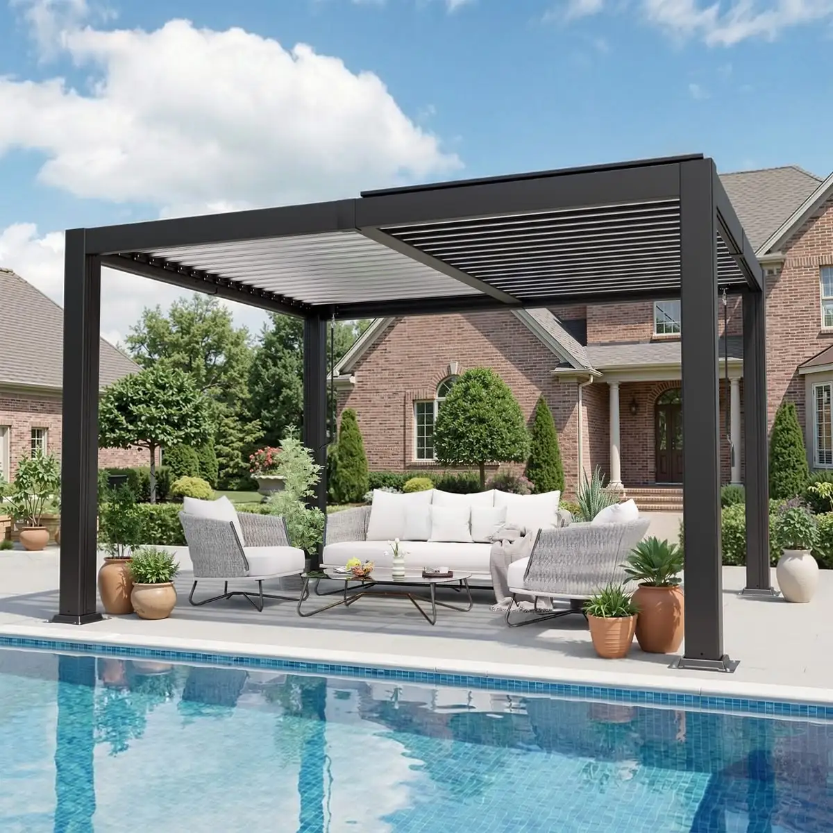 

Aluminum Hardtop Sunshade Canopy Outdoor Leisure Pergola Waterproof Sunshade Gazebo Courtyard Pergolas Suitable for Backyard Use
