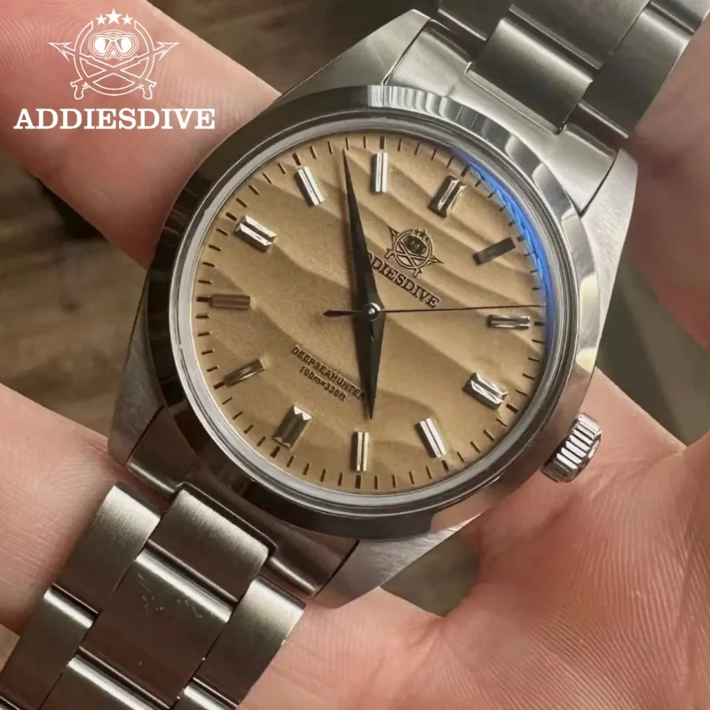 

ADDIESDIVE 36 мм AD2030 Мужские роскошные часы без логотипа из нержавеющей стали 316L с пузырьковым зеркалом, 100 м, водонепроницаемые кварцевые часы reloj