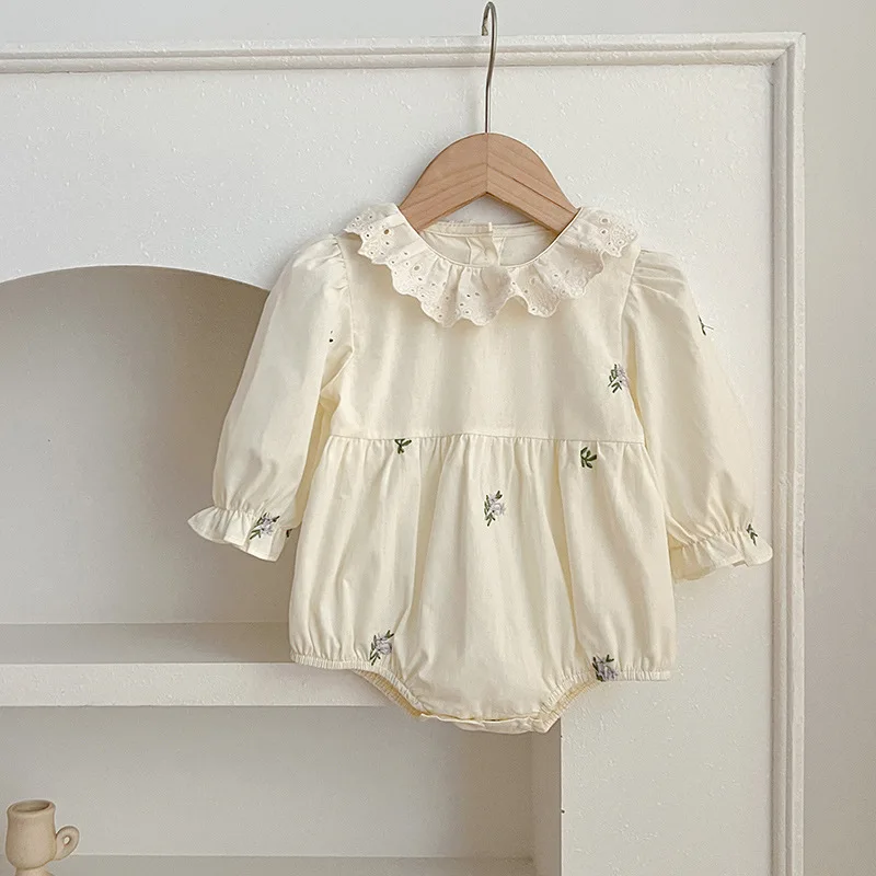 

Baby Clothes Spring New Style Girl Long Sleeve Romper Lace Collar Embroidered Girl Dress Sister Outfit