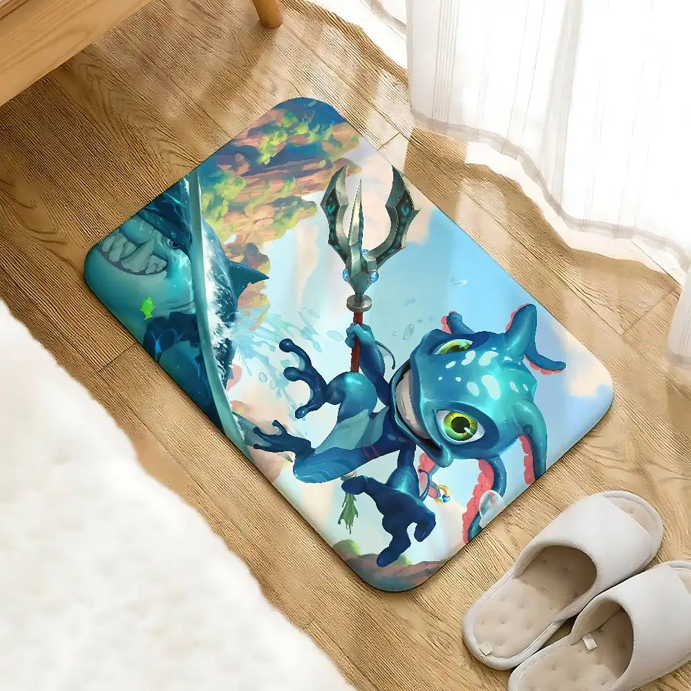 Fizz LOL League Of Legends Home Durable Floor Mat For Entrance Bedroom Washroom Bathroom Doorways Absorbent Non-Slip Foot Mats