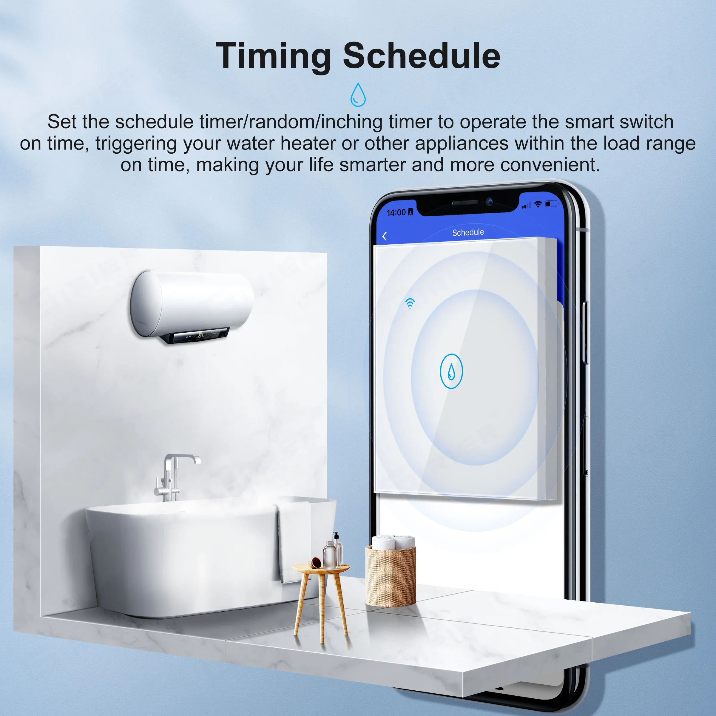 GIRIER Tuya Smart Water Heater Switch 8000W Wifi Boiler Heating Switch 40A for Smart Home Works with Alexa Google Home Assistant