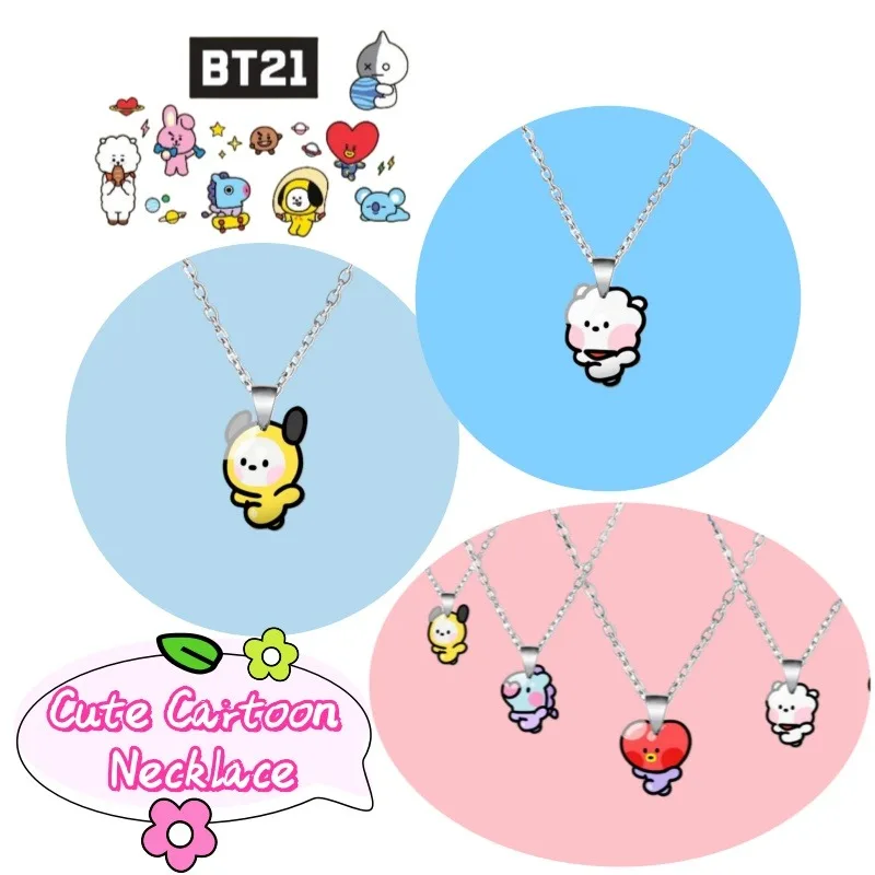 

New BT21 cookie ata chimmy mang shooky RJ high-value creative personality girl necklace cartoon cute student jewelry decoration