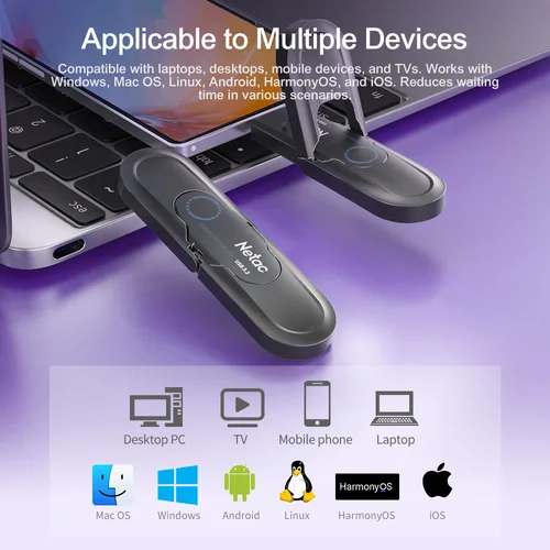 Imagen 2 del producto Netac 1000 MB/s unidad de bolígrafo de estado sólido USB3.2 Gen 2 tipo C unidad Flash 1TB 512GB 256GB Pendrive para PC Smartphone Tablet