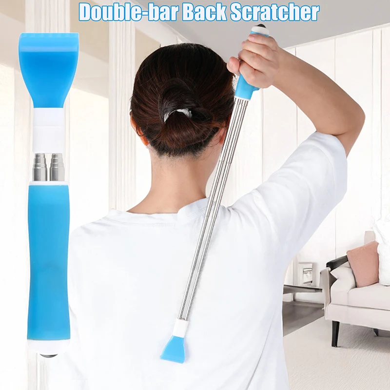 

Stainless Steel Retractable Scratcher Portable Telescopic Back Scratcher Itch Massage Tool Adjustable Double Pole Scratcher Gift