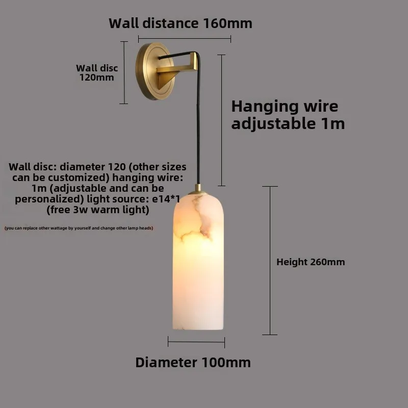 Скандинавский дизайнерский полностью медный мраморный настенный светильник, современный отель, проживание в семье, спальня, прикроватная тумбочка, гостиная, коридор, настенный светильник для прохода