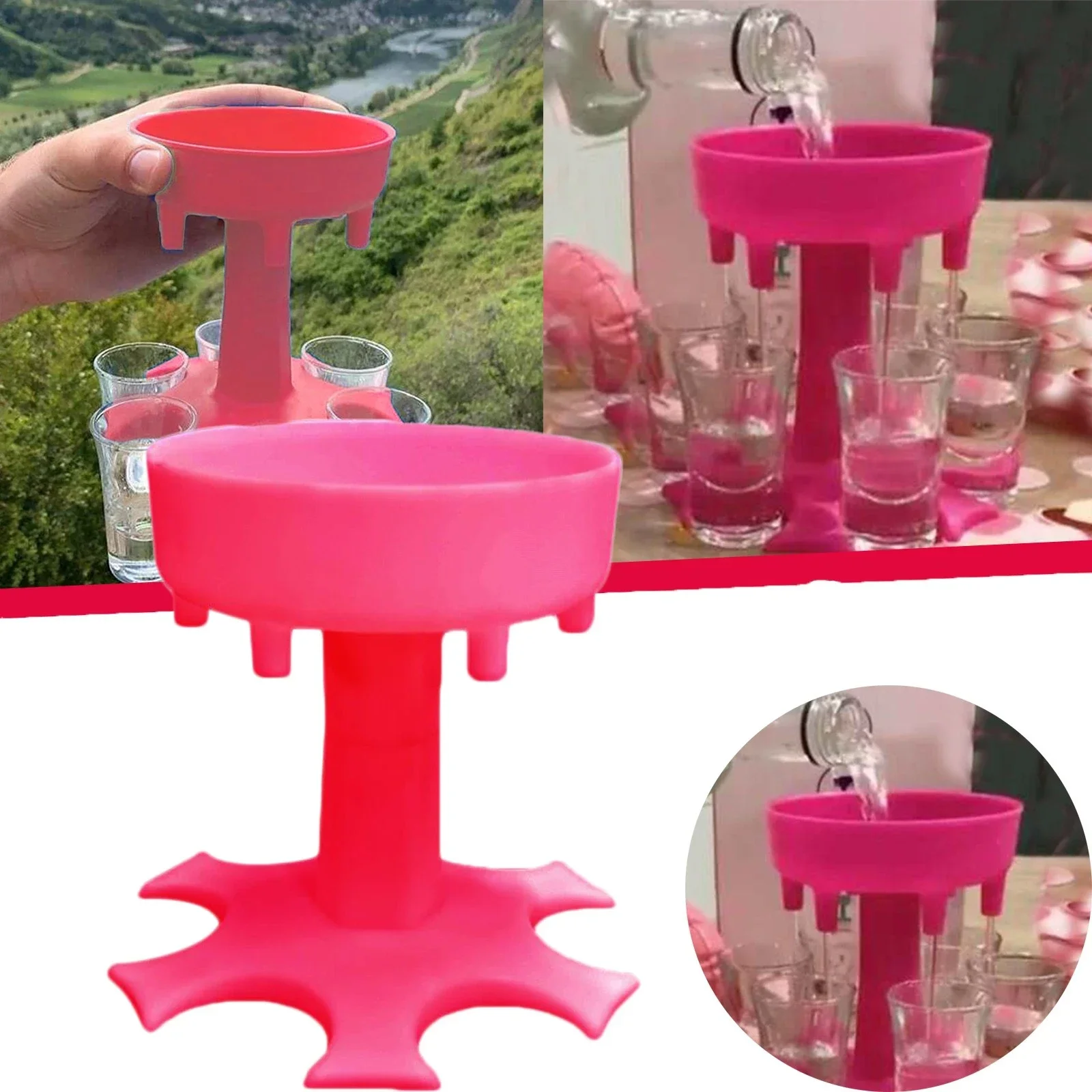 6 Shot Glass Dispenser Holder Carrier Caddy Liquor Dispenser Home Party Drinking Games Bar Cocktail Wine Beer Filling Bar Tools