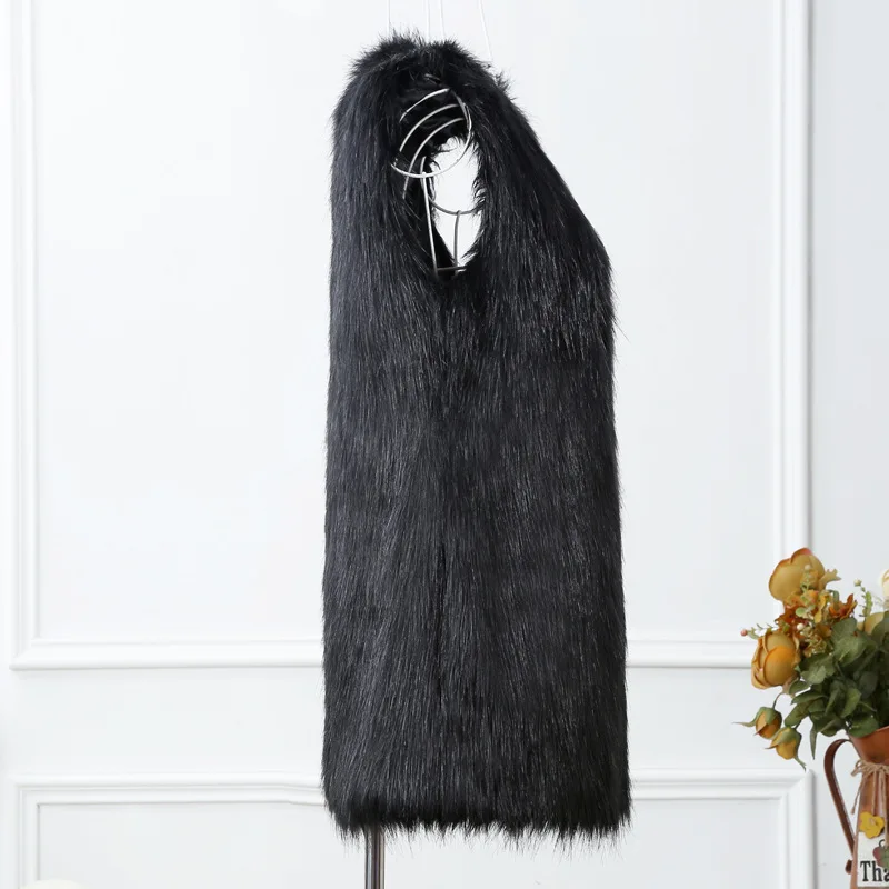 Autumn and Winter New Fur Coat Vest, Slim-fitting Sleeveless Medium and Long Wool Imitation Fur Coat Women's Clothing