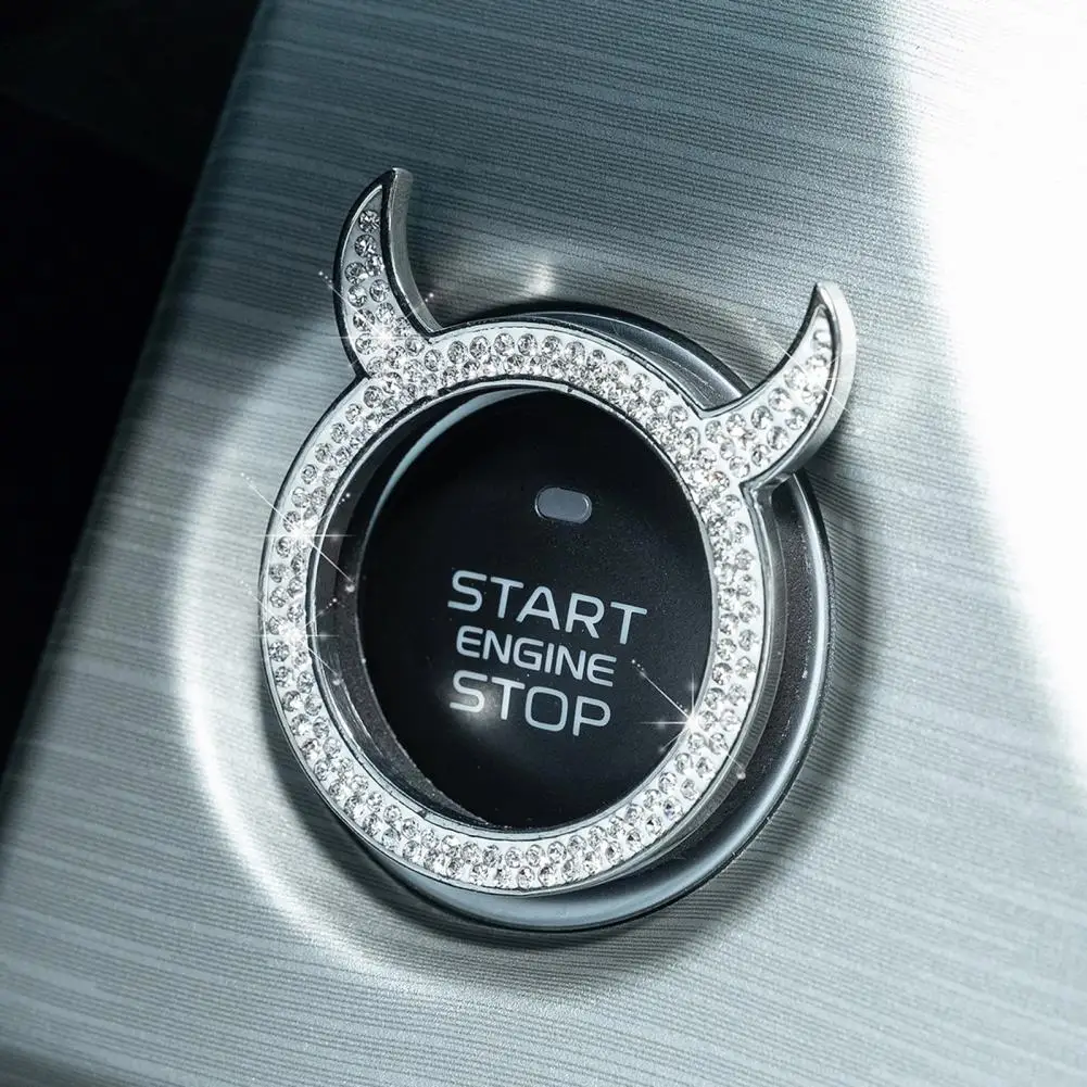 

Rhinestone Car Ring Shiny Exquisite Fine Workmanship Devil Bling Ignition Ring Decoration Car Decor