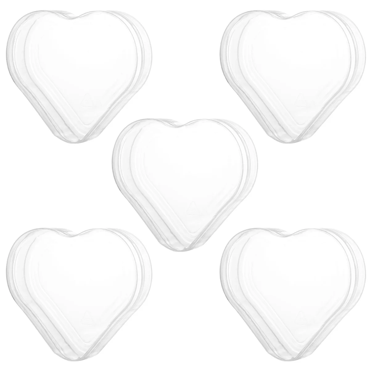 5Pcs Transparent Heart Shape Plastic Storage Boxes Mini Jewelry Case Compact Organizer for Rings Buttons Coins