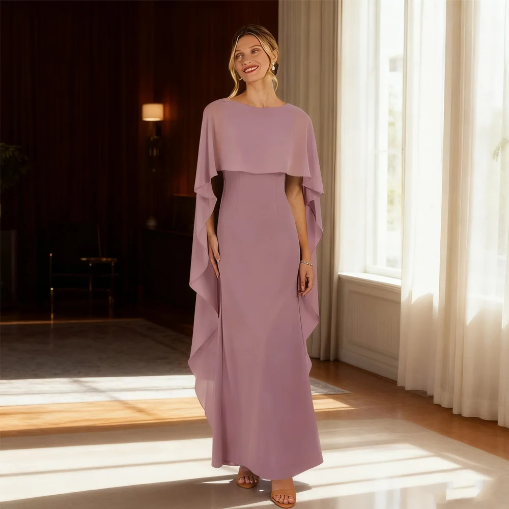 

Scoop Mother of Bride Dresses for Women Sheath Chiffon Wedding Party Dresses Ankle Length 2025 Summmer New Robe De Soirée