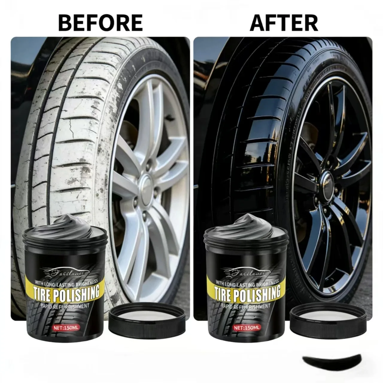 Fasilawei 150ML Tire Polishing Paste For BNM - Long-Lasting Brightness Tire Refurbishment Agent, Rapid Auto Tire Shine & Care Ma
