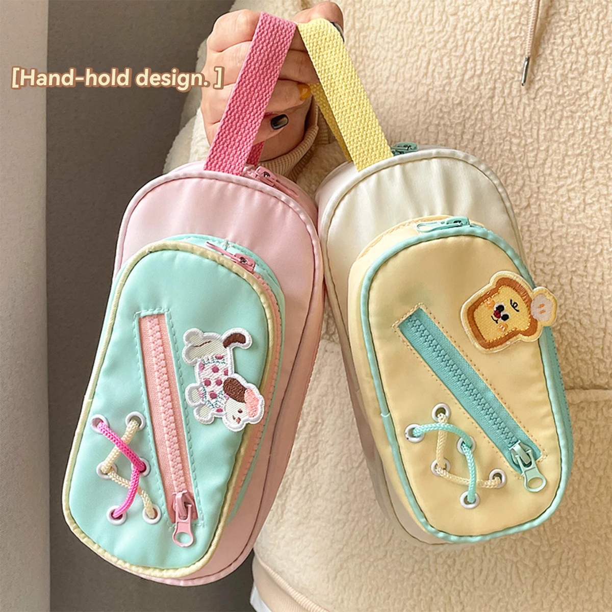 Kawaii Bleistift Fall Kreative Dopamin Farbe Block Bleistift Tasche Student Große Kapazität Schreibwaren Lagerung Tasche Schule Bürobedarf