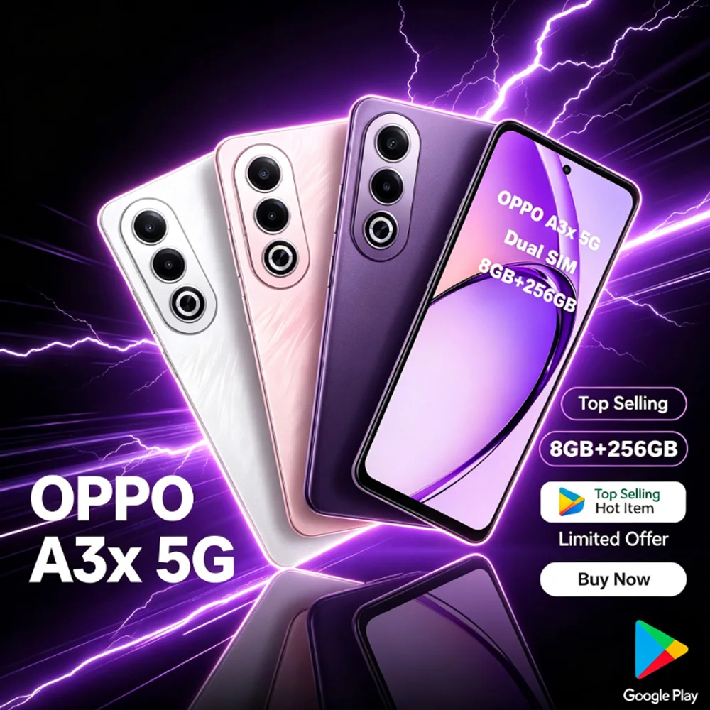 OPPO A3x 5G Global Version Smartphone Dimensity 6300 6.67 Inch Screen 5100mAh 45W Fast Charge IP54 Waterproof Mobile Phone