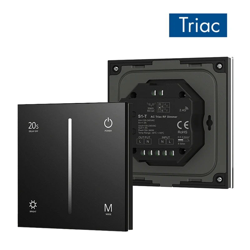 AC Triac Dimmer Ultra Sensitive High Strength Glass Touch 86Panel Fade Mode for AC110V 230V Dimmable LED Lamps Dimming,B-A22U