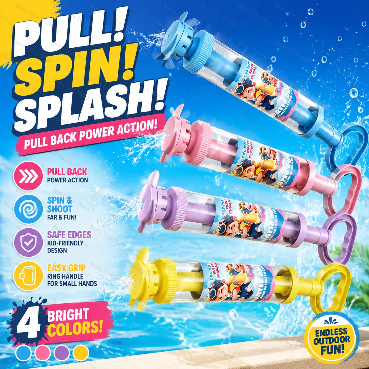 Lightweight Foam Water Squirter, Easy-to-Use Outdoor Summer Toy for Kids, Perfect for Garden Pool & Beach Water Games
