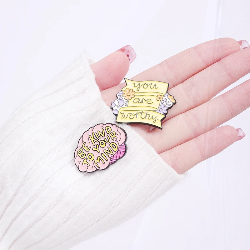 Pines Lapel Badges Cool Slogan Quotes Jewelry Gift for Kids Friends Stay Classy Enamel  Brooch You're Enough You deserve