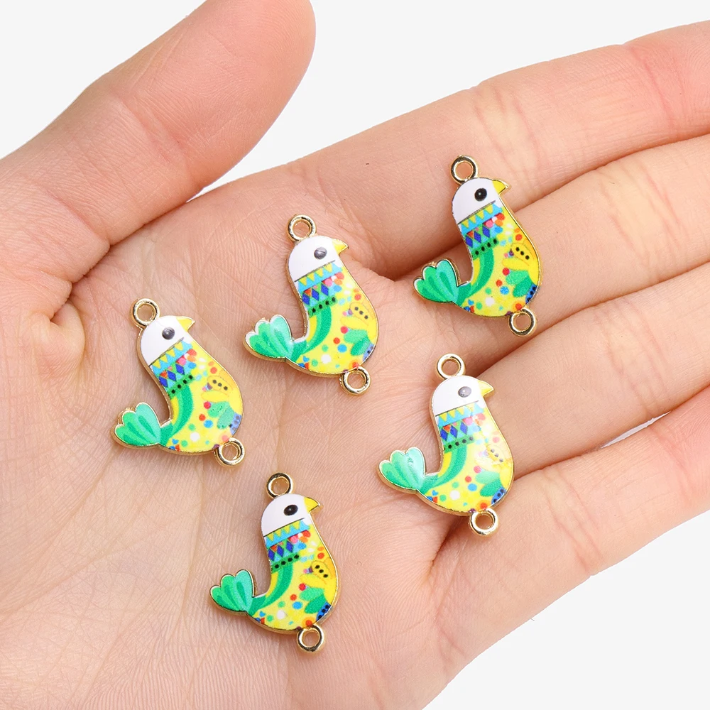 10Pcs Colorful Enamel Peace Pigeon Connector Alloy Metal Pendant for Necklace Bracelets Jewelry Connector DIY Craft Accessories image 4