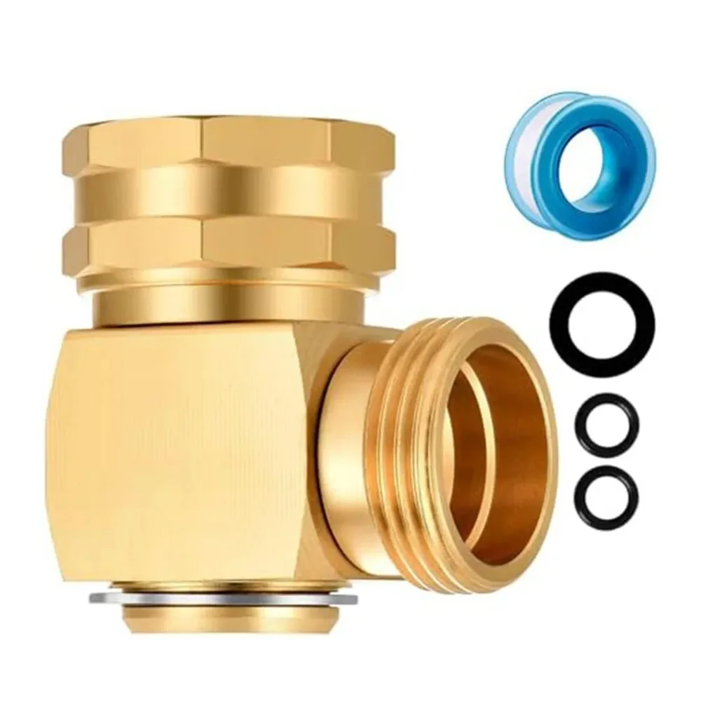 Durable 90 Degree Hose Swivel Elbow Solid Brass Adjustable Hose Kink Protector Elbow Connector
