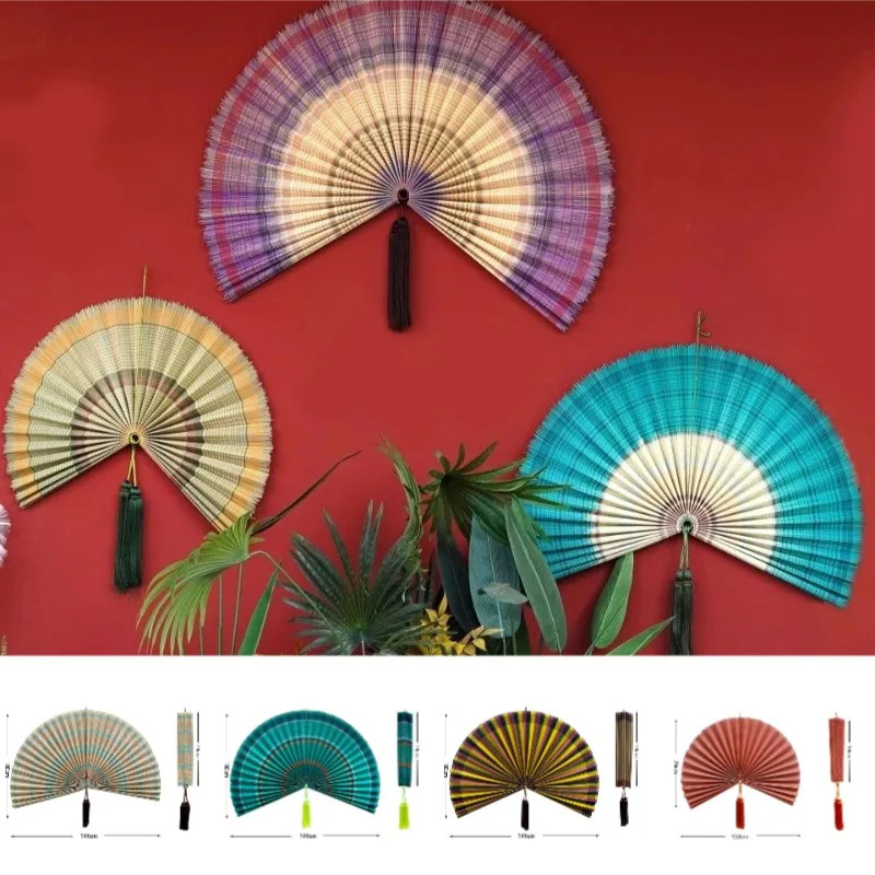 40x80cm/50x100cm Handmade Plant Vine Fan Wall Hanging Chinese Style Bamboo Artisanal Home Wall Decor Accessories Hand Fan