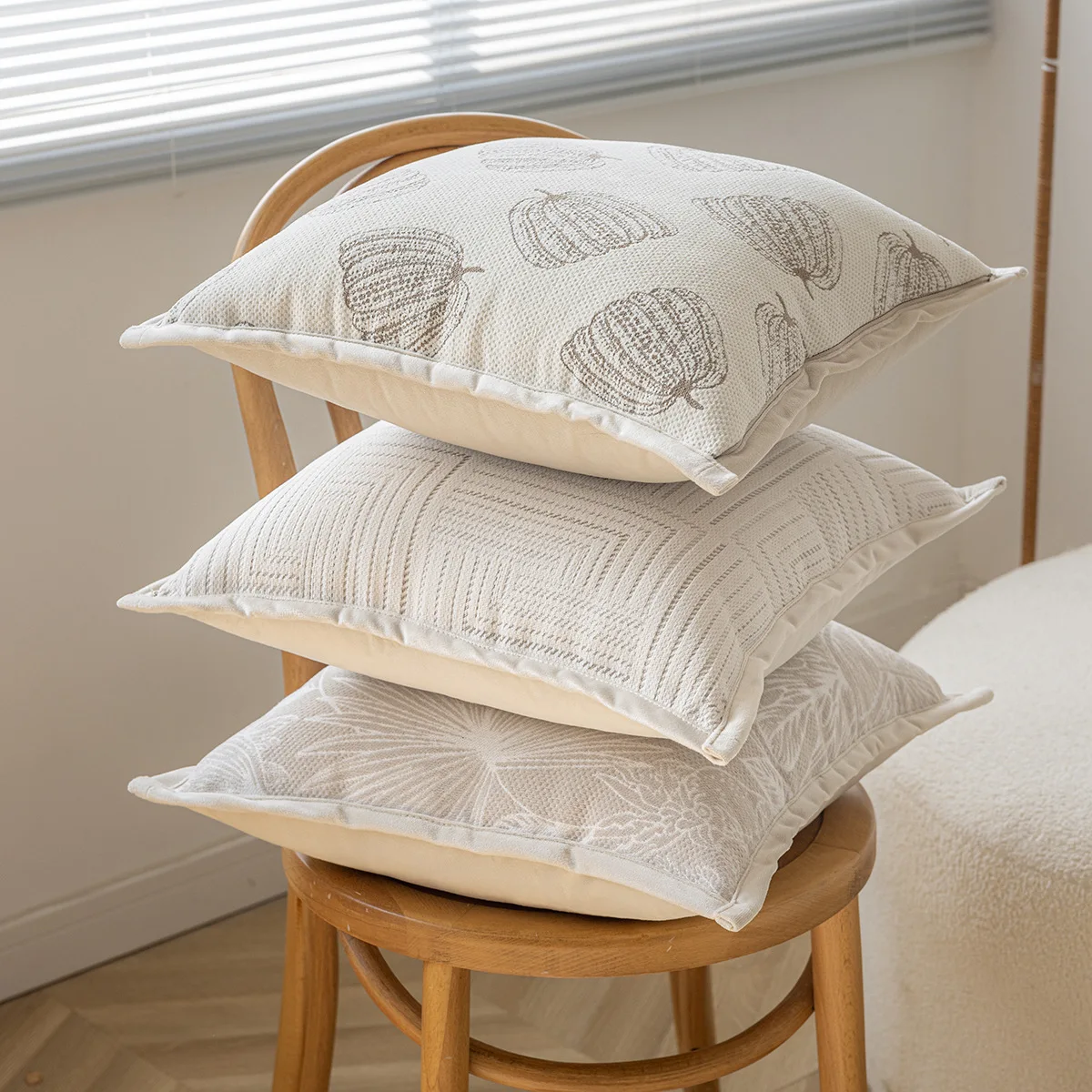 Funda de Almohada Decorativa Beige Francesa de 45x45cm, Cojines Decorativos para Sofá, Cabeceras, Fundas de Almohada Cuadradas Simples