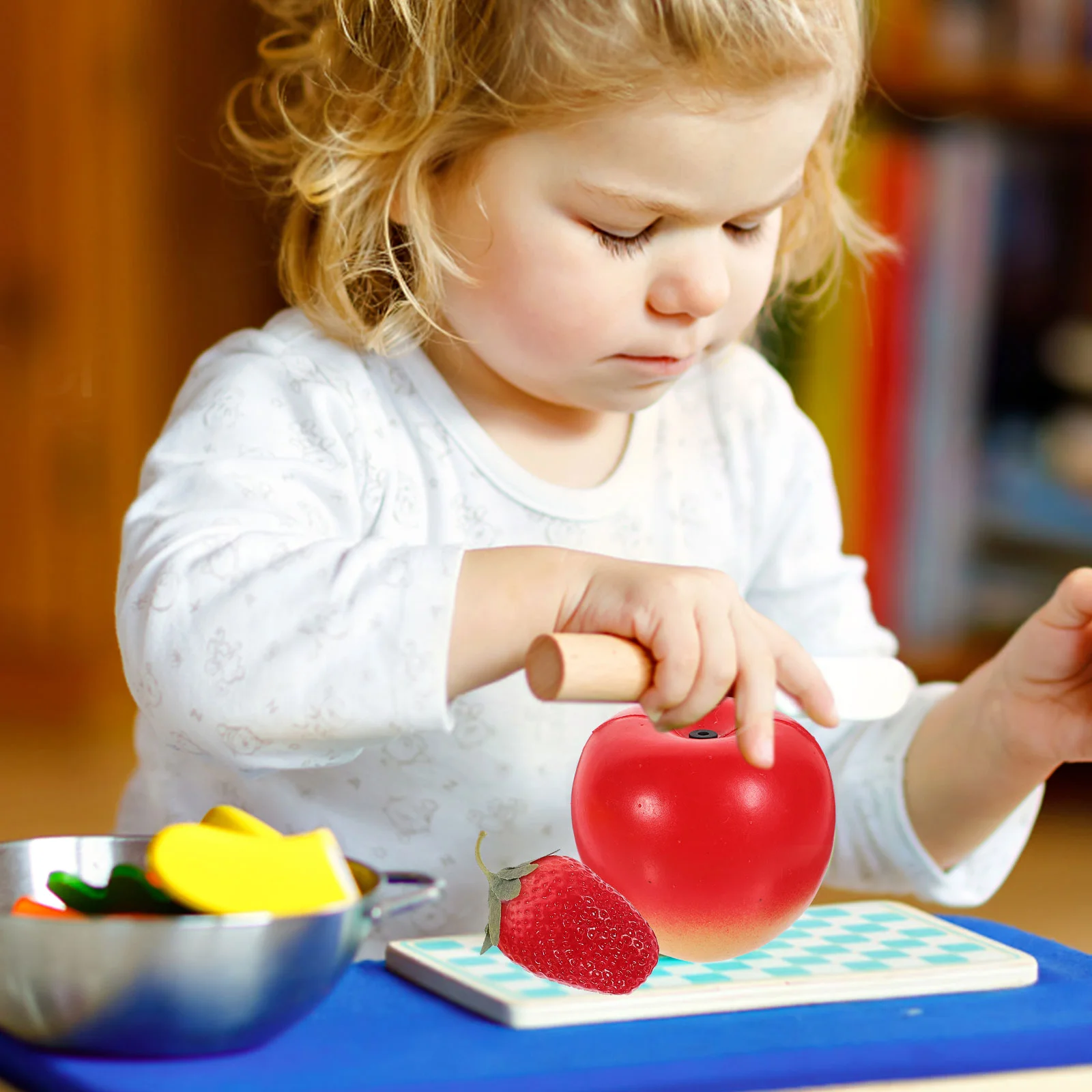 Simulado frutas caixa de areia frutas crianças brinquedo maracas para o bebê abs instrumento de percussão em forma de fruta criança musical shaker