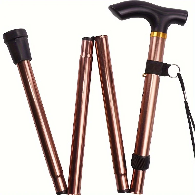 Lightweight Foldable Walking Stick With Rubber Tip And Adjustable Height - Perfect For Hiking, Trekking, And Travel