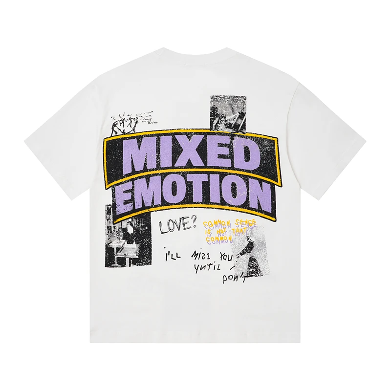 Fashion Mixed Emotions Short Sleeve Mens Tshirts Streetwear Cotton Round Neck Top Tees Oversized Unisex T-shirt