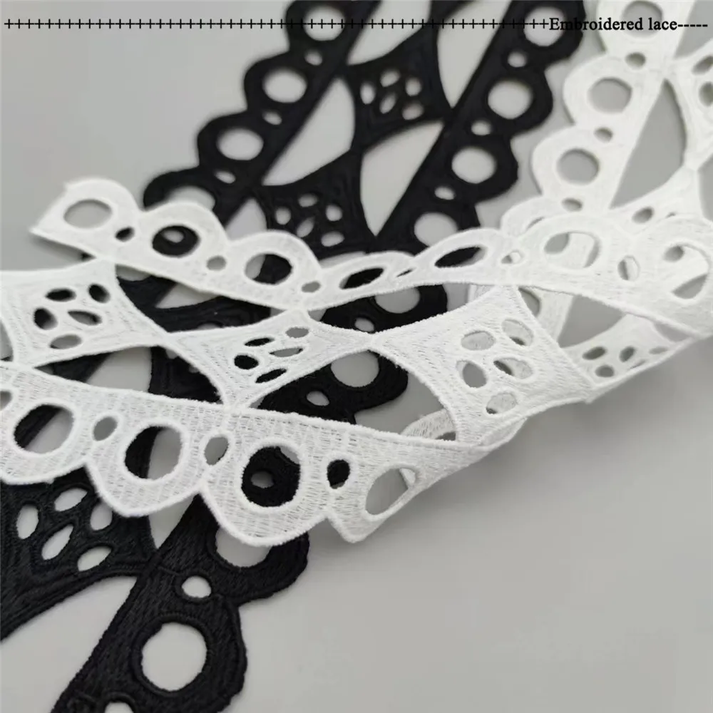 High Quality Black Lace Fabric 5cm Ribbon Embroidery Lace Fabric Sewing Collar Trimmings Ribbon White Lace encaje dentelle