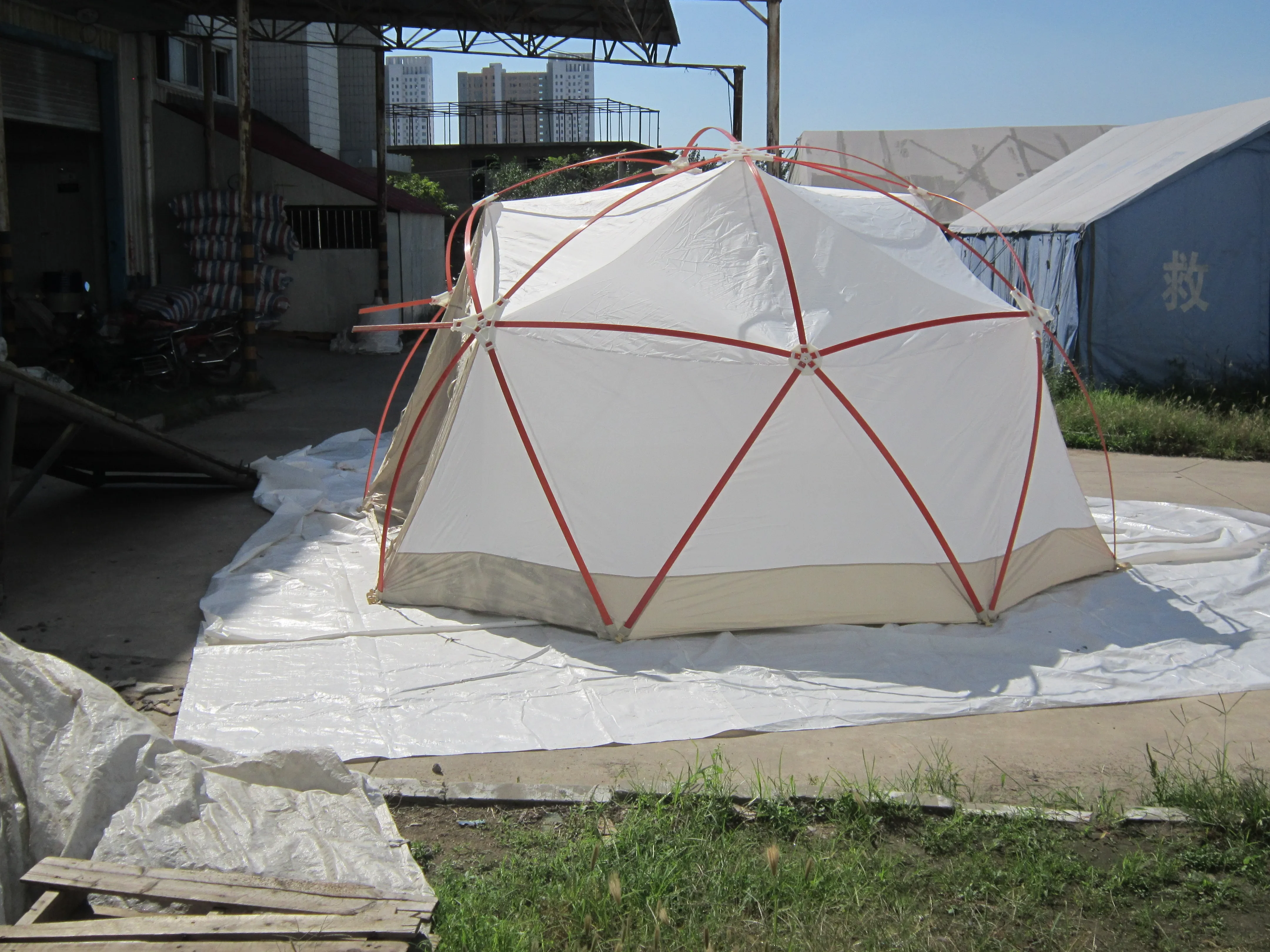 ge-Geodesic Dome Tent For 6-8 Person Four-Season Double Layer PVC Cotton & Canvas Waterproof Quick Opening Outdoor Camping