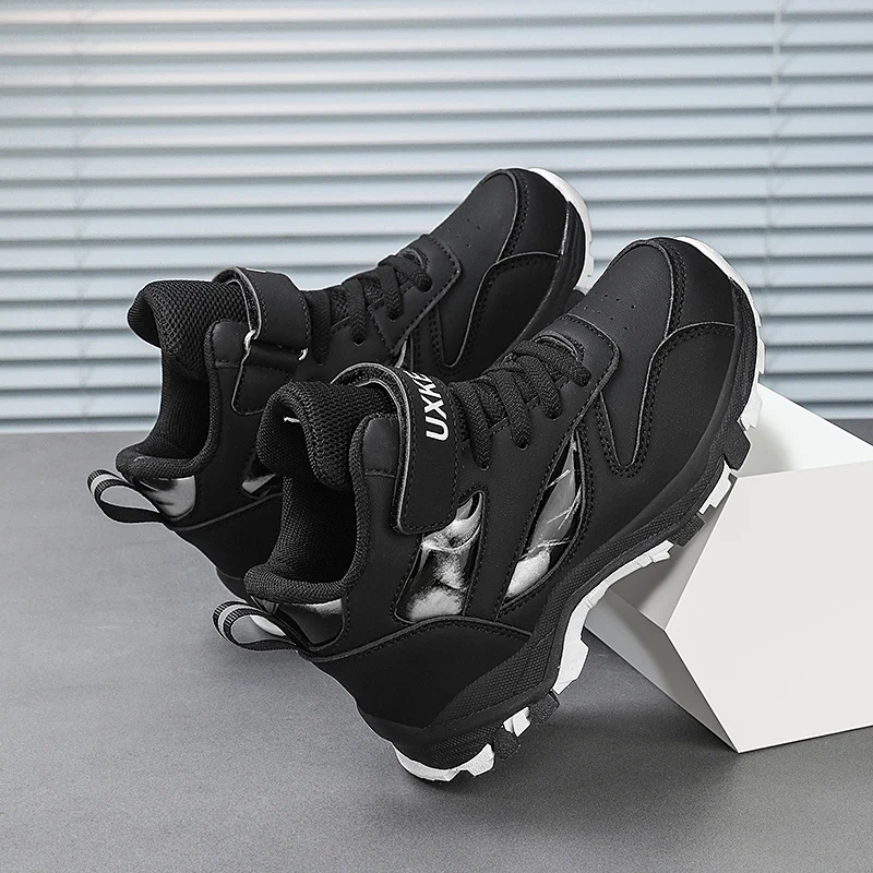 A pair of children's durable high-top sneakers with adjustable strap, thick sole for outdoor and daily activities CG-8865