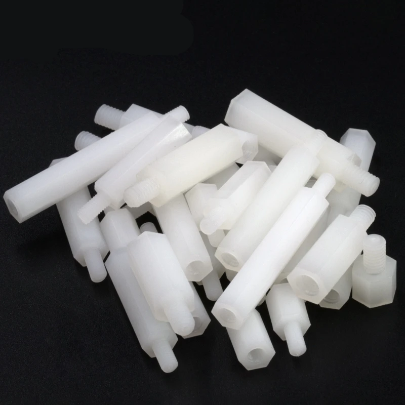 500pcs M3*10+6 Nylon Hex Standoff Spacer Male Female 6mm Thread Plastic Hexagon Pillar Screw Nut M3x10+6mm