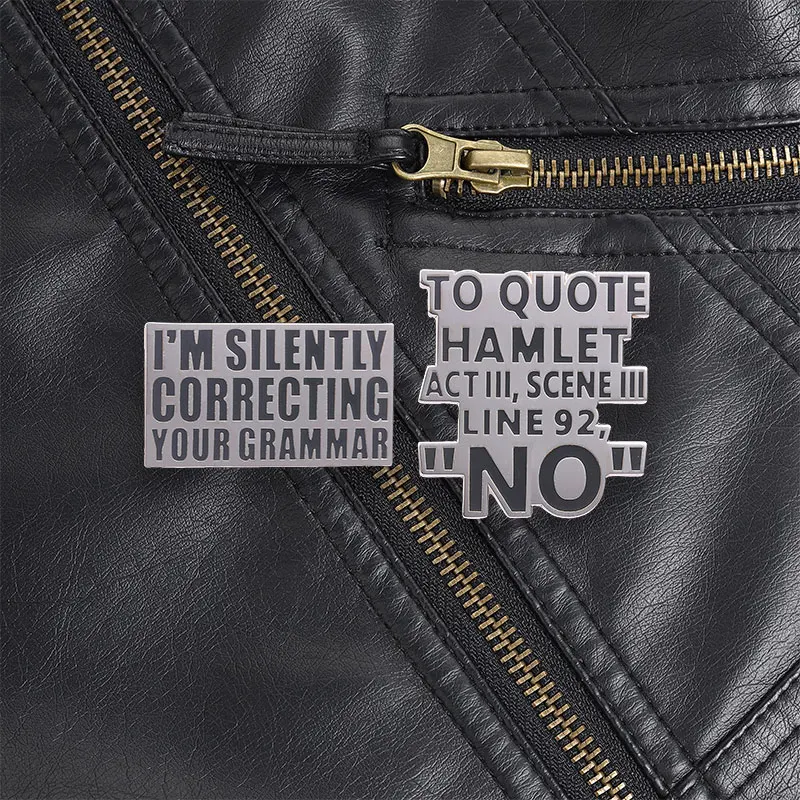 Funny Grammar Correction Slogan Brooch Enamel Lapel Pin Badge for Teacher Student Clothing Decor