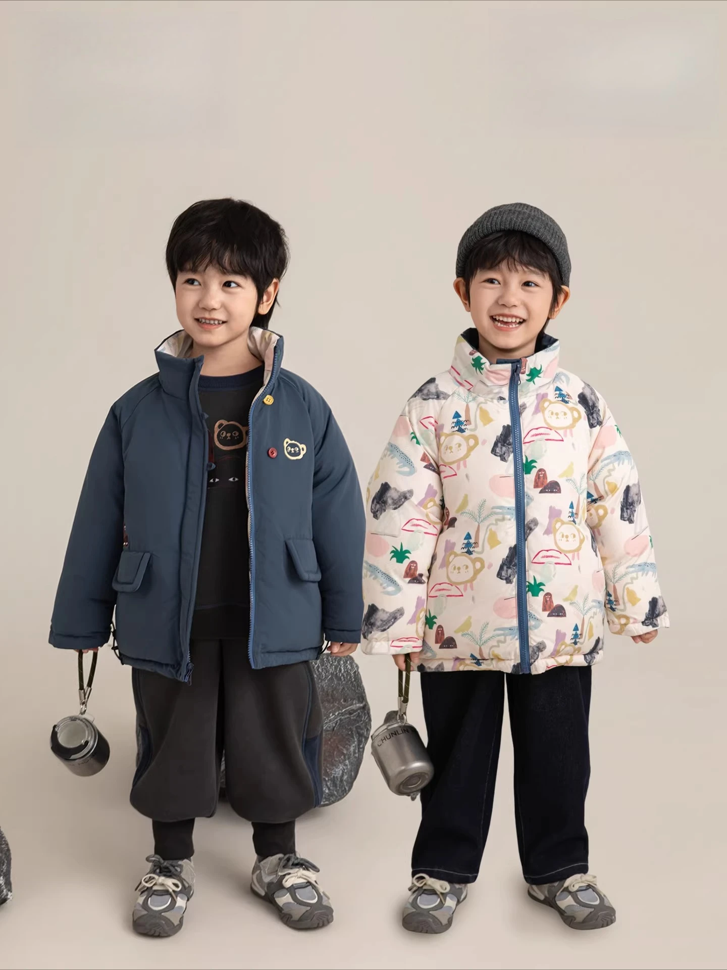 Boys Winter Set 2025 Dual Wear Lightweight Puffer Raglan Sleeve Thermal Multi Piece Festive Gift Outfit 1-7Y