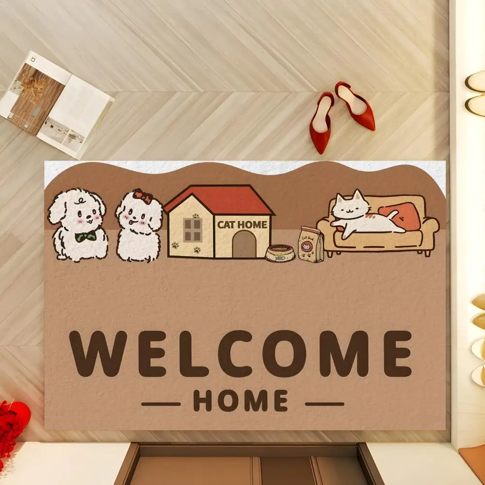 Floor Mat Diatomaceous Earth Bath Mat, QuickDrying, Water Absorb，MultiScene Household Floor Mat C-Cute Dog Welcome House