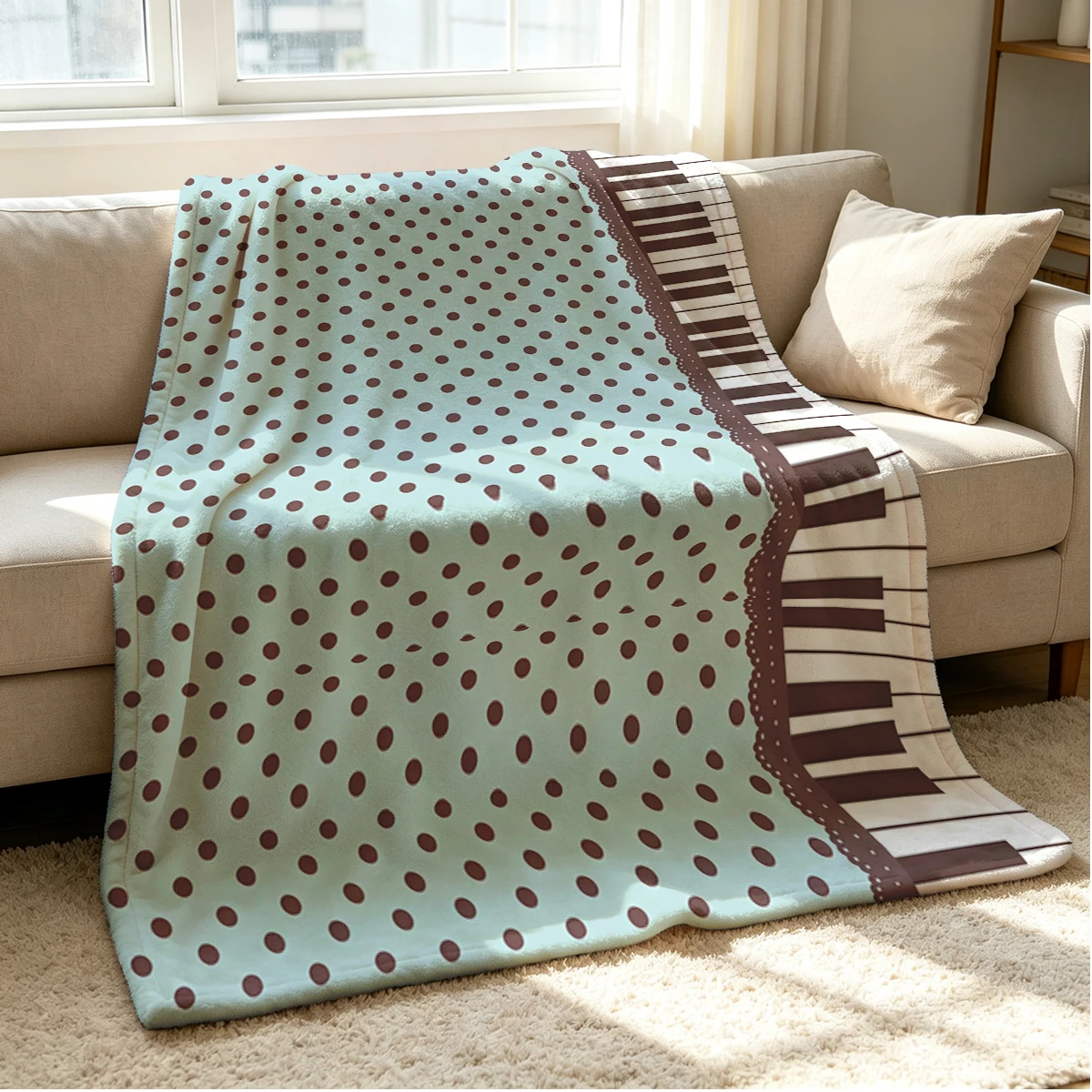 Piano Melody Flannel Blanket Warm Soft Halloween Christmas Couch Warm Cozy Decorative Decor Gift for All Season