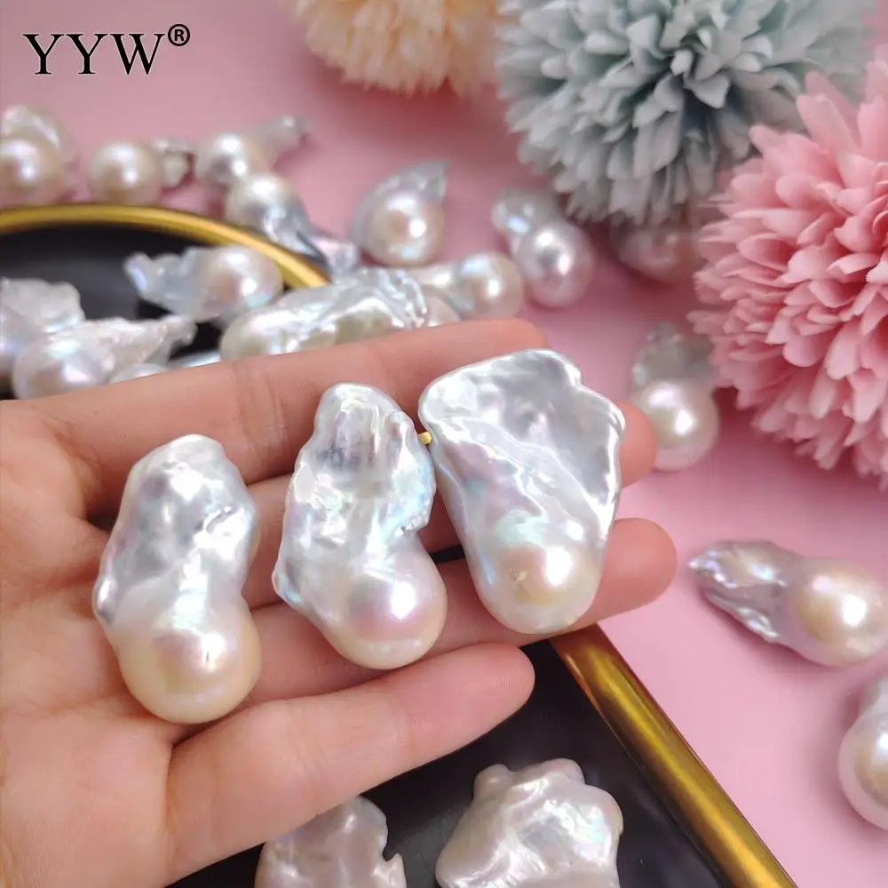 

1 PC Cultured Baroque Freshwater Pearl Beads Natural Jewelry Making DIY Necklace No Hole White 15-20mm Pearls Accessories