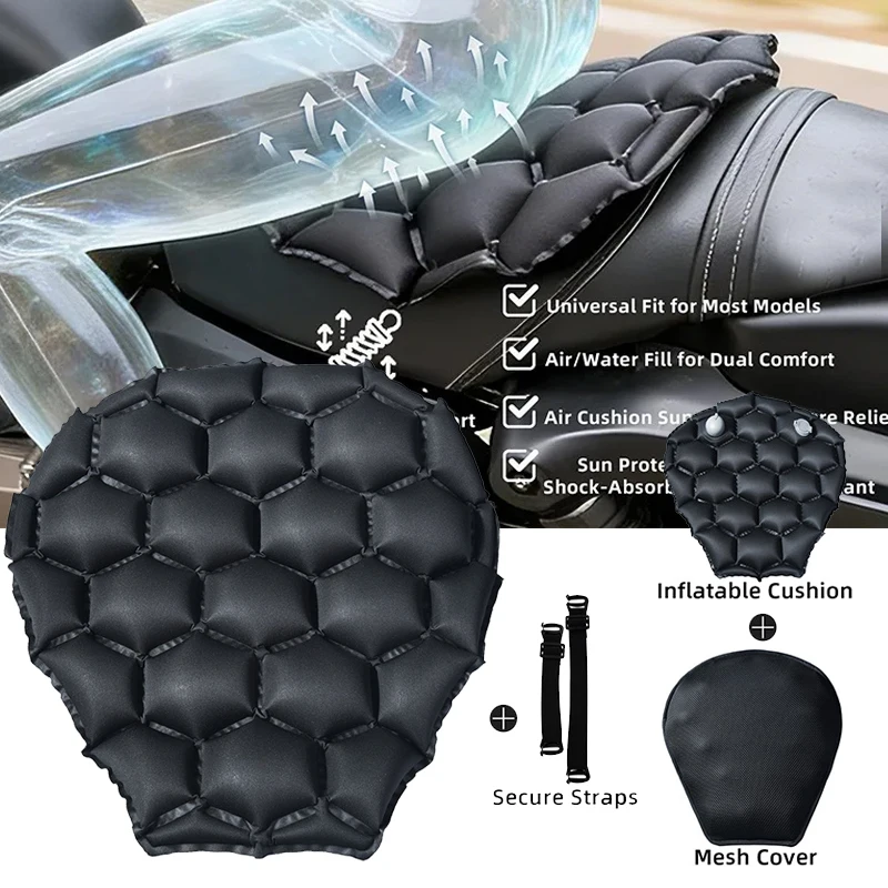 Coussin de siège en gel pour moto, coussin de siège de moto 3D en nid d'abeille antidérapant, coussin de siège de moto pour soulager la pression, accessoires moto