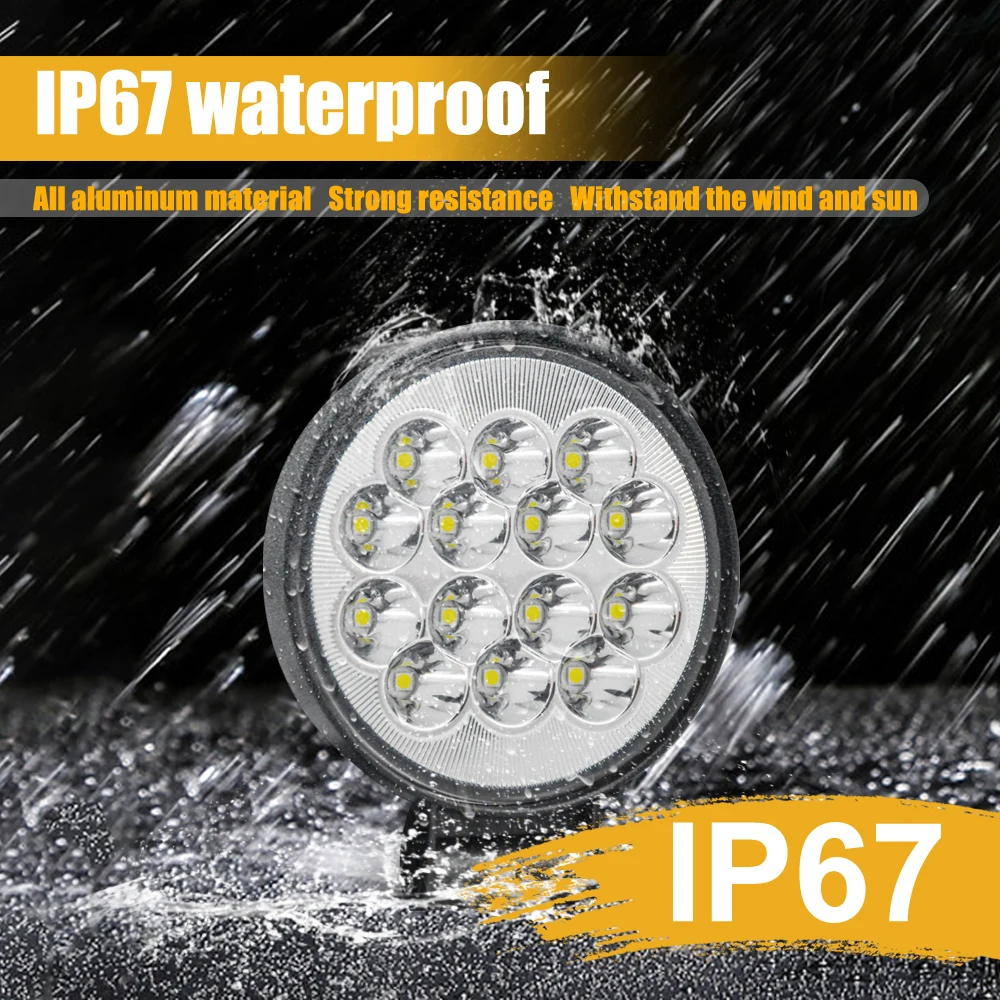 Auto LED Work Light Spotlights White 42W 48W Led Light Round Square Offroad 4X4 for 12V 24V ATV SUV Bike2/4/6pcs