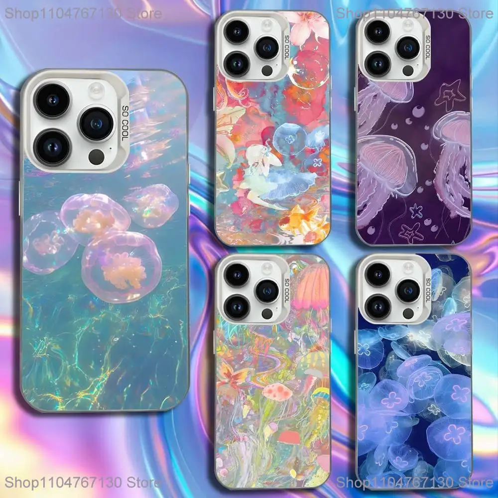 

Pink Jellyfish Phone Case For iPhone 16,15,14,13,12,11,Mini,Pro,SE,MAX White Matte Shockproof Cover