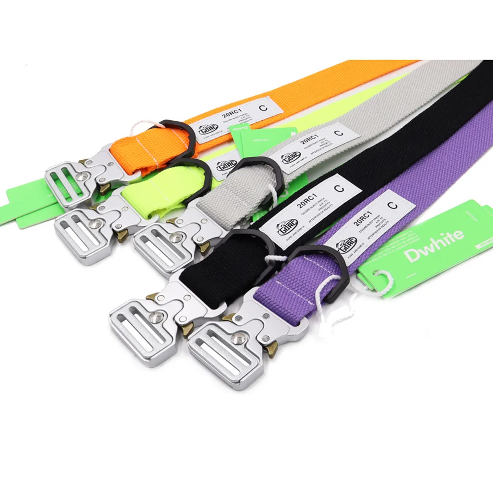 Techwear Style Tactical Punk Hip Hop Cargo Belt Men Women Orange Green Purple Pink Multifunction Quick-release Canvas Belts