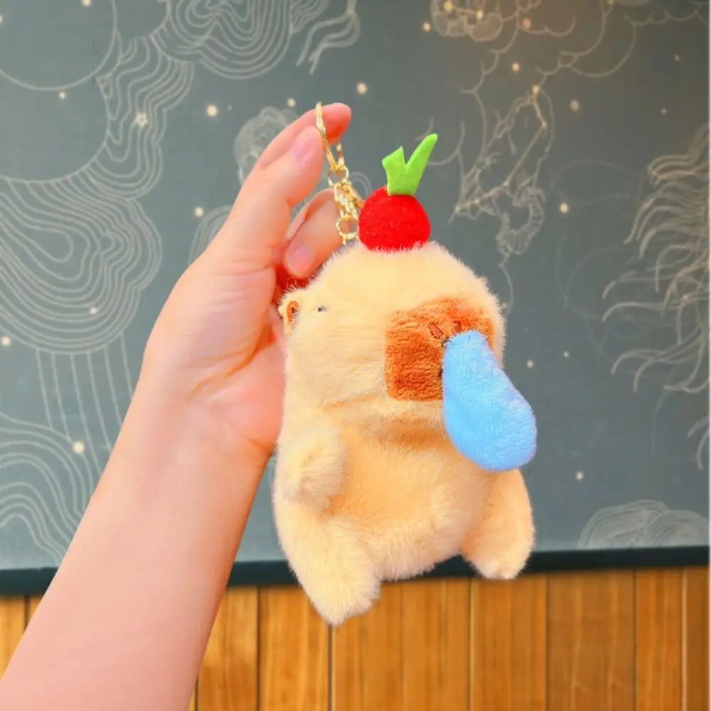 Soft Plush Kapibara Keychain Stuffed Toy Cute Snot Capybara Pendant with Stretchable Funny Fluffy Animal Key Chain