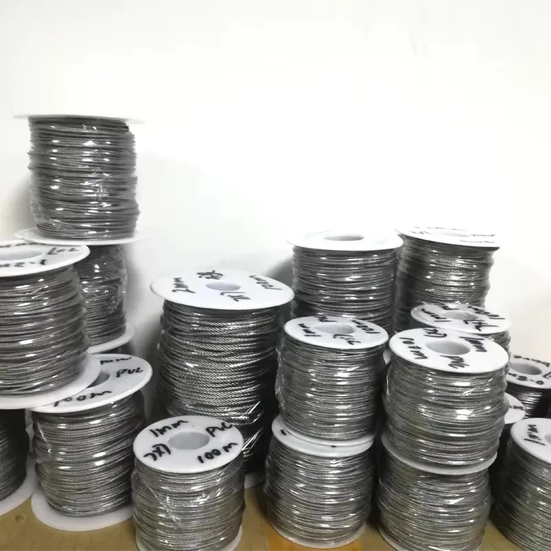 50M/roll 0.8-3mm PVC Coated Flexible Steel Stranded Wire Rope Soft Cable Transparent Stainless Steel Clothesline 7x7 Structure