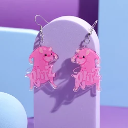 Pink Mouse Ratz Ear Pendants Cartoon Cute Rat Earring Fashion Trendy Ear Accessories Drop Earrings Jewelry Gift for Friends