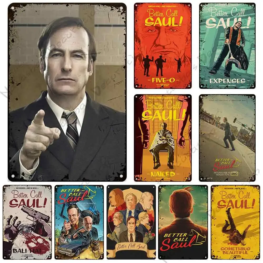 Classic TV Better Call Saul Decorative Plate Metal Plate Vintage Metal Tin Sign Retro Poster Plaque Wall Industrial Decor