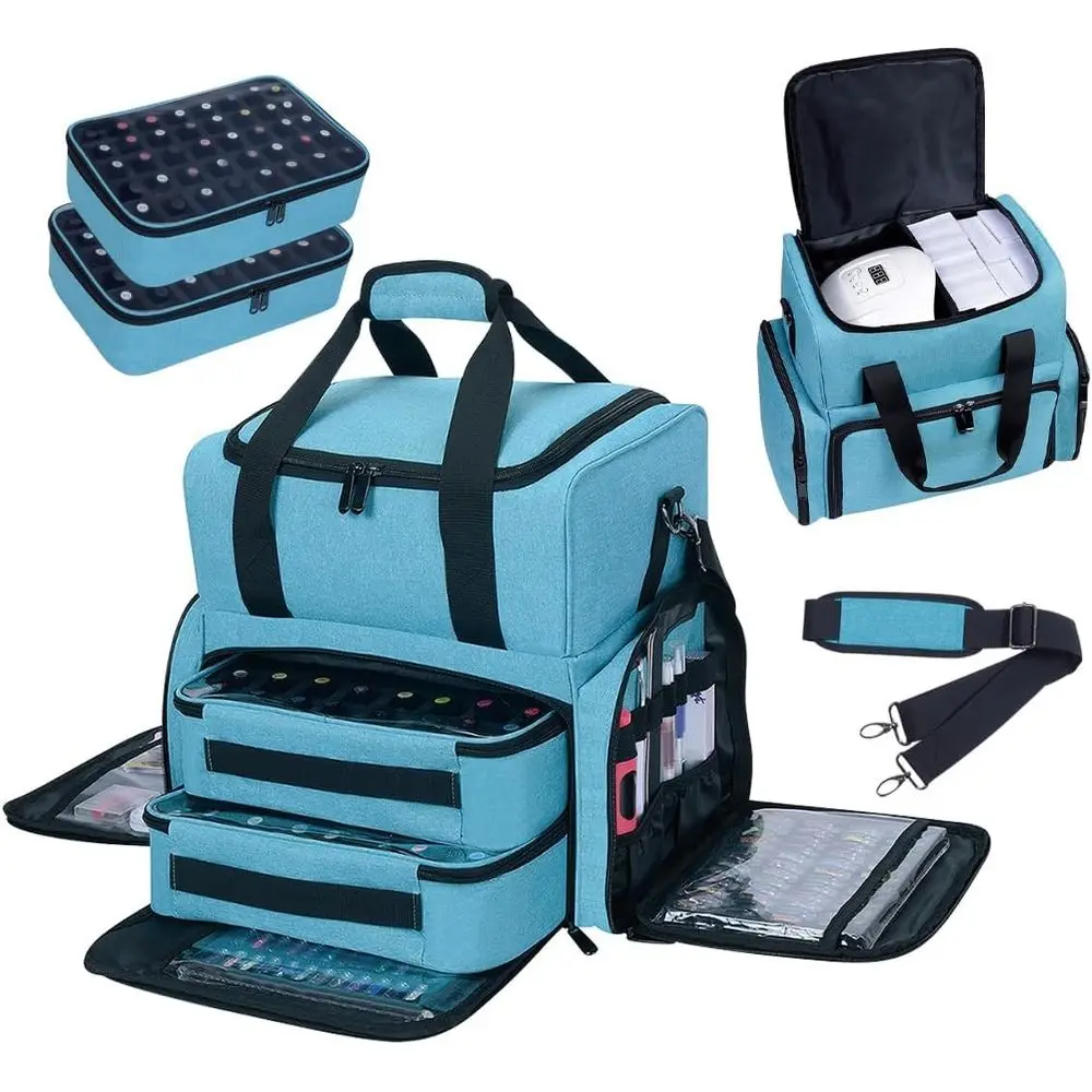 

Органайзер для лаков для ногтей на 80 флаконов (15 мл - 0,5 унции) и лампу для ногтей, кейс для лаков с 2 съемными отделениями