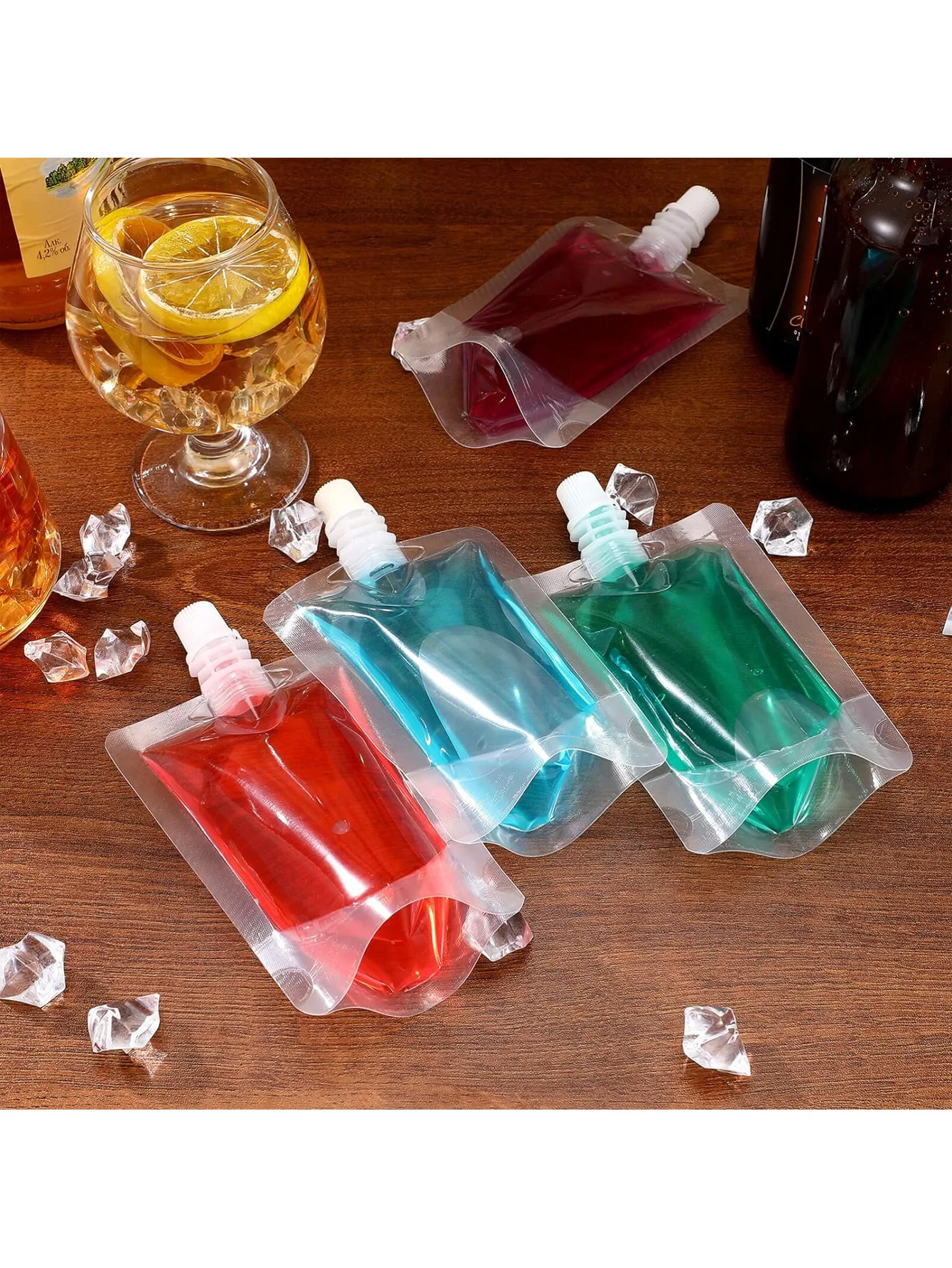 10pcs Juice Bag Plastic Beverage Bags，Disposable Leak Proof Bag Squeeze Bag，Sealed Liquid Bag，Storing Alcoholic Beverages, Milk